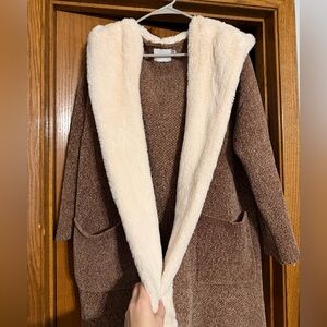 Lush Brown Jacket with Cream Fur Trim